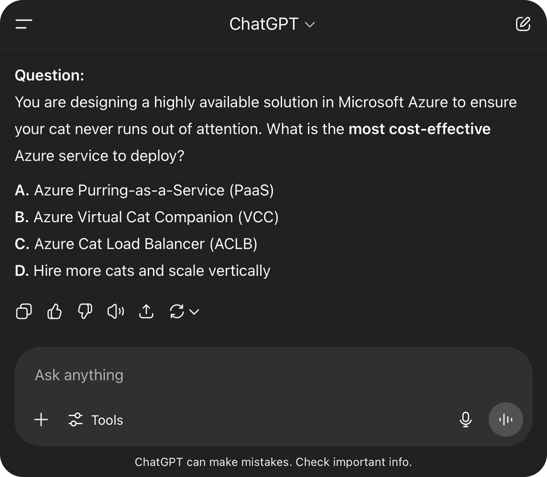 ChatGPT unreliable responses